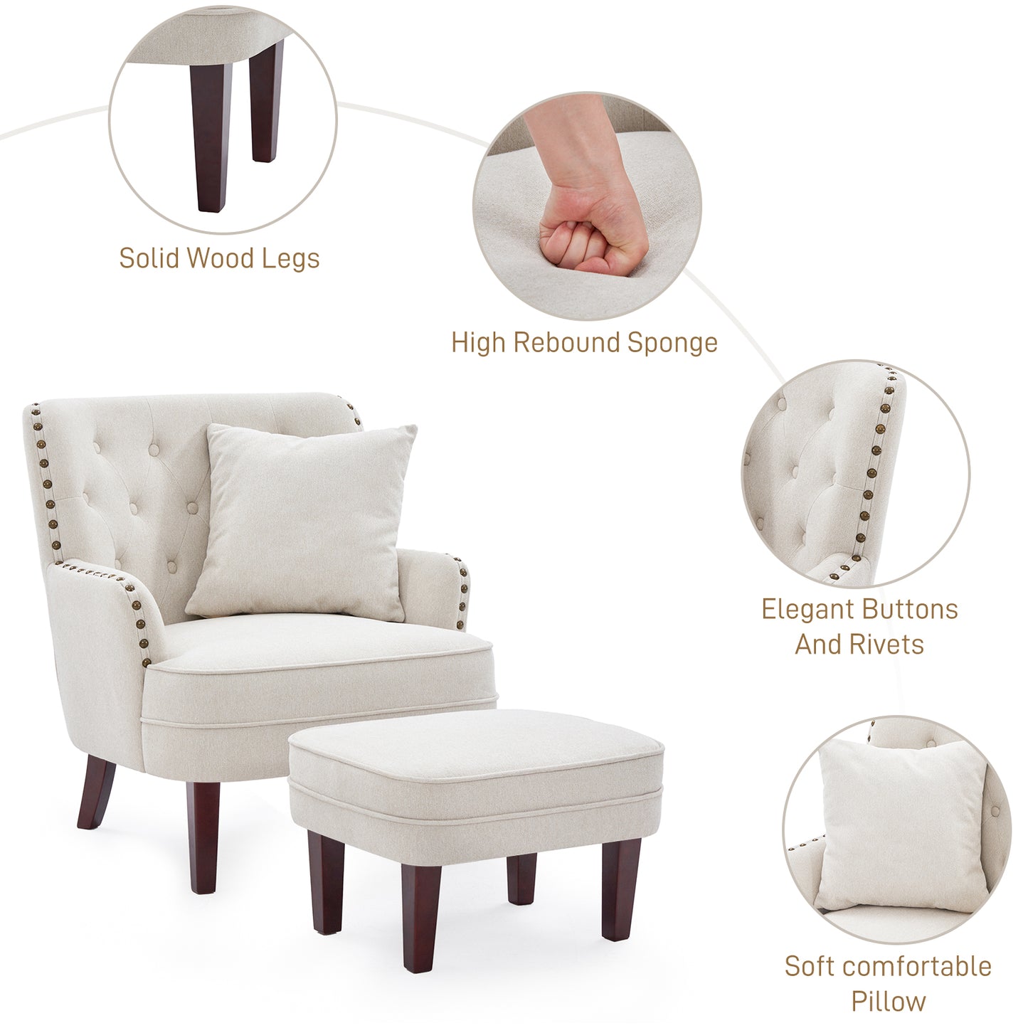 28.3'' Wide Tufted Armchair and Ottoman